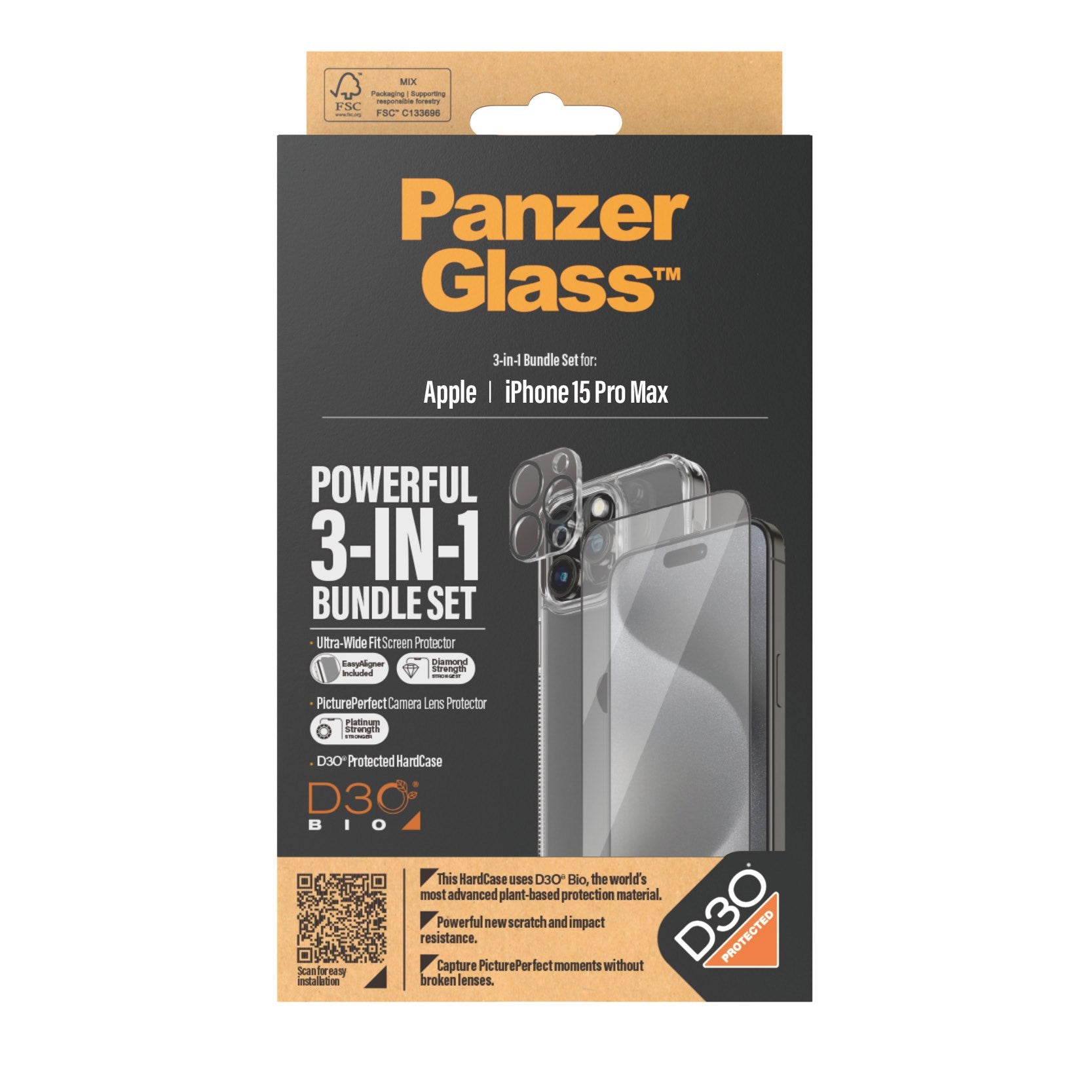 PanzerGlass® 3-in-1 Pack iPhone 15 Pro Max