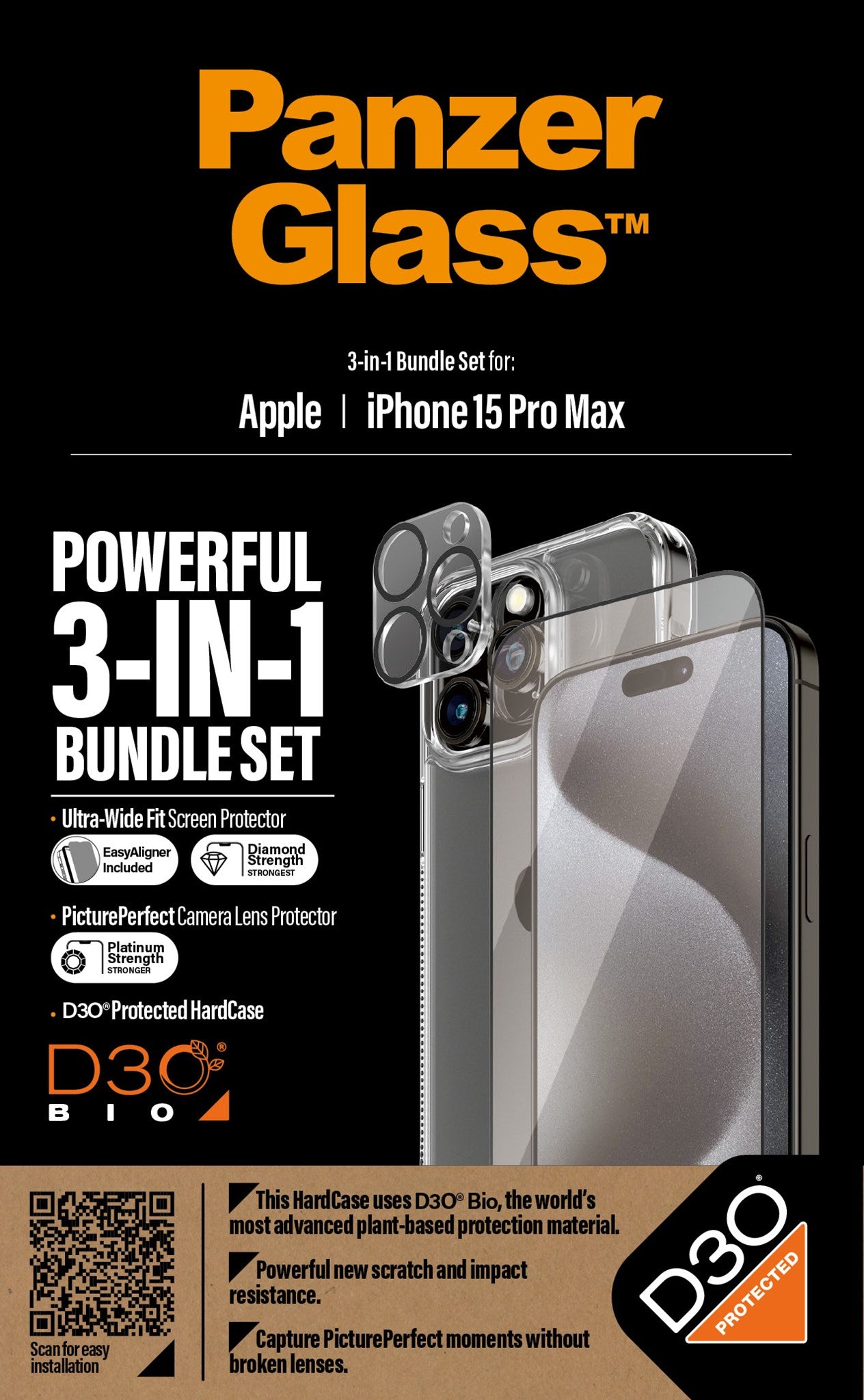 PanzerGlass® 3-in-1 Pack iPhone 15 Pro Max