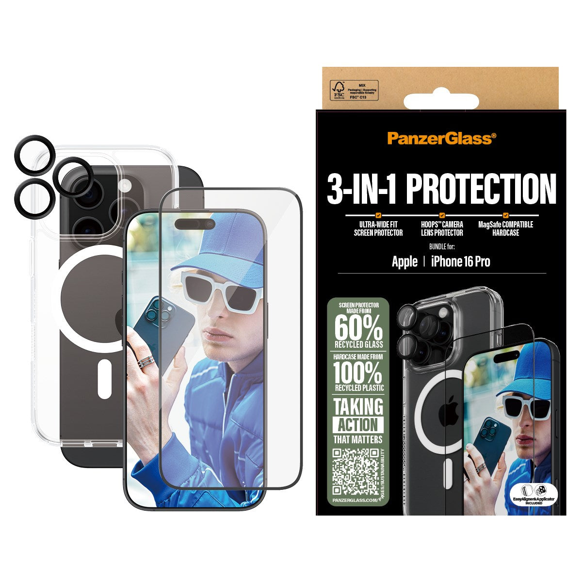PanzerGlass® 3-in-1 Protection Bundle iPhone 16 Pro