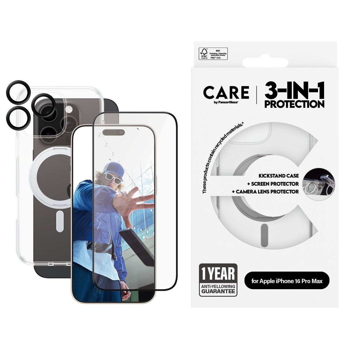CARE by PanzerGlass® 3-in-1 Ceramic Bundle iPhone 16 Pro Max