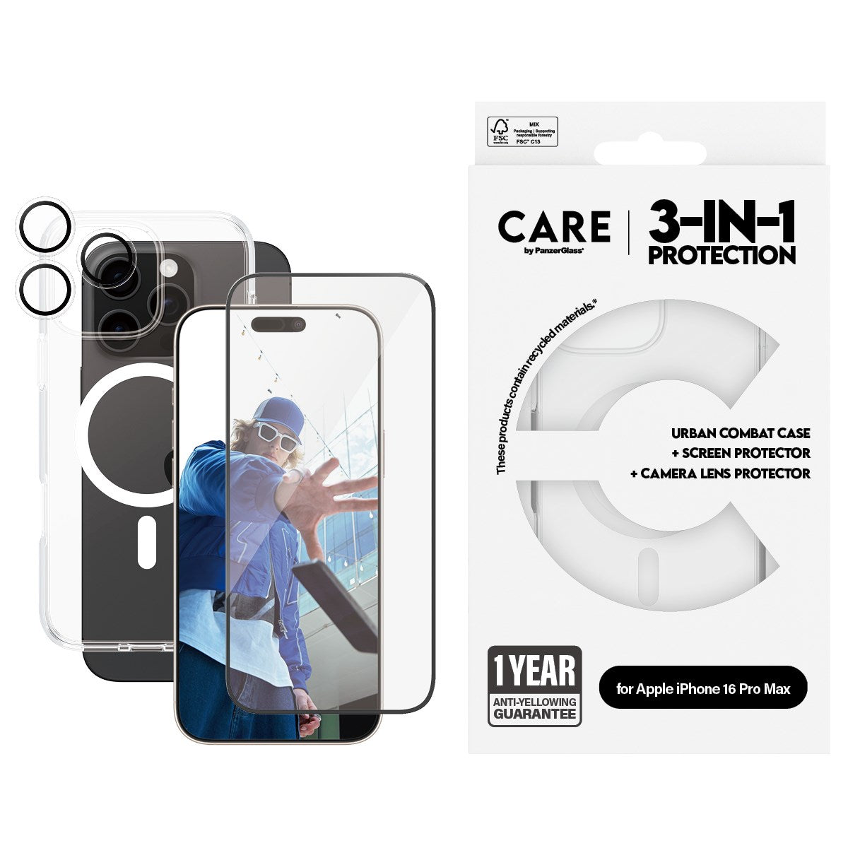 PanzerGlass® | CARE by PanzerGlass® Urban Combat 3-in-1 Bundle iPhone 16 Pro Max