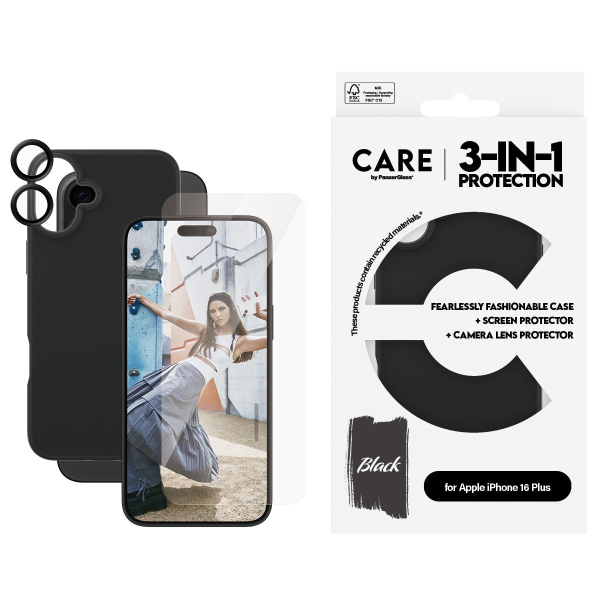 CARE by PanzerGlass® 3-in-1 Bundle iPhone 16 Plus