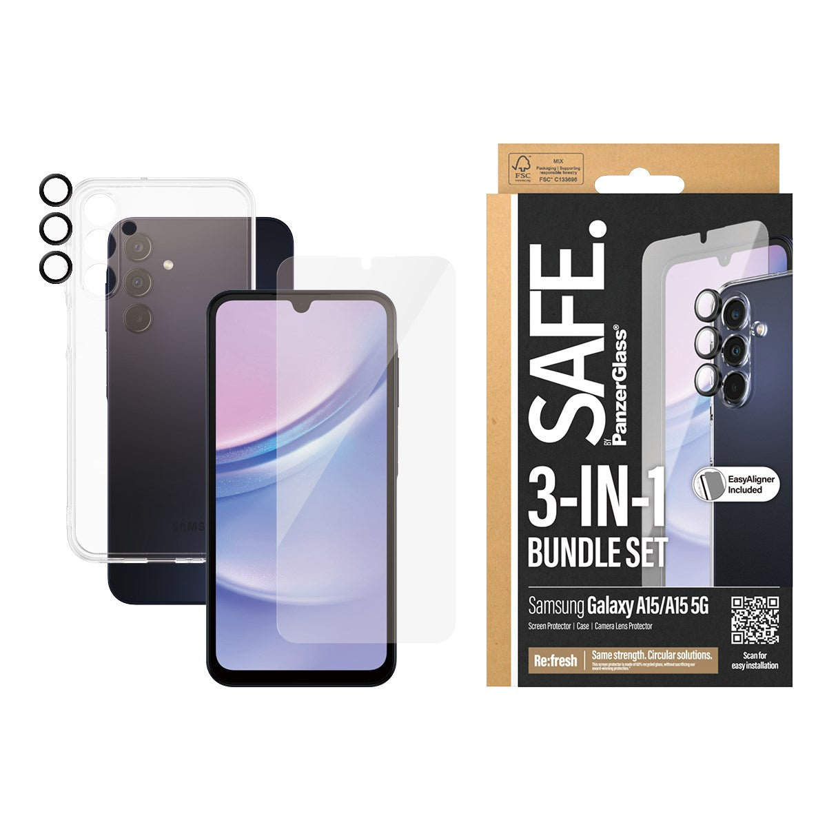 SAFE. by PanzerGlass® 3-in-1 Protection Pack Samsung Galaxy A15 | A15 5G