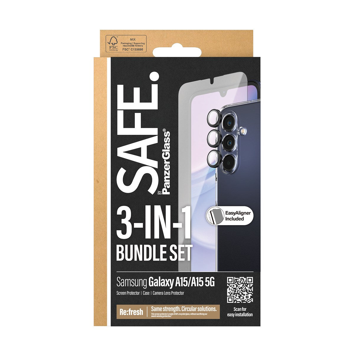 SAFE. by PanzerGlass® 3-in-1 Protection Pack Samsung Galaxy A15 | A15 5G