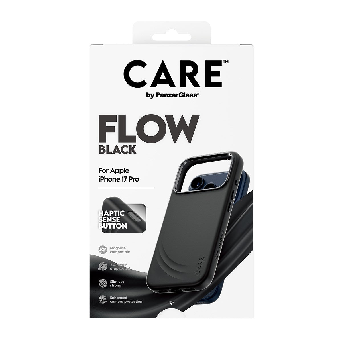 CARE by PanzerGlass® FLOW Case Black w. Haptic Button & MagSafe iPhone 17 Pro