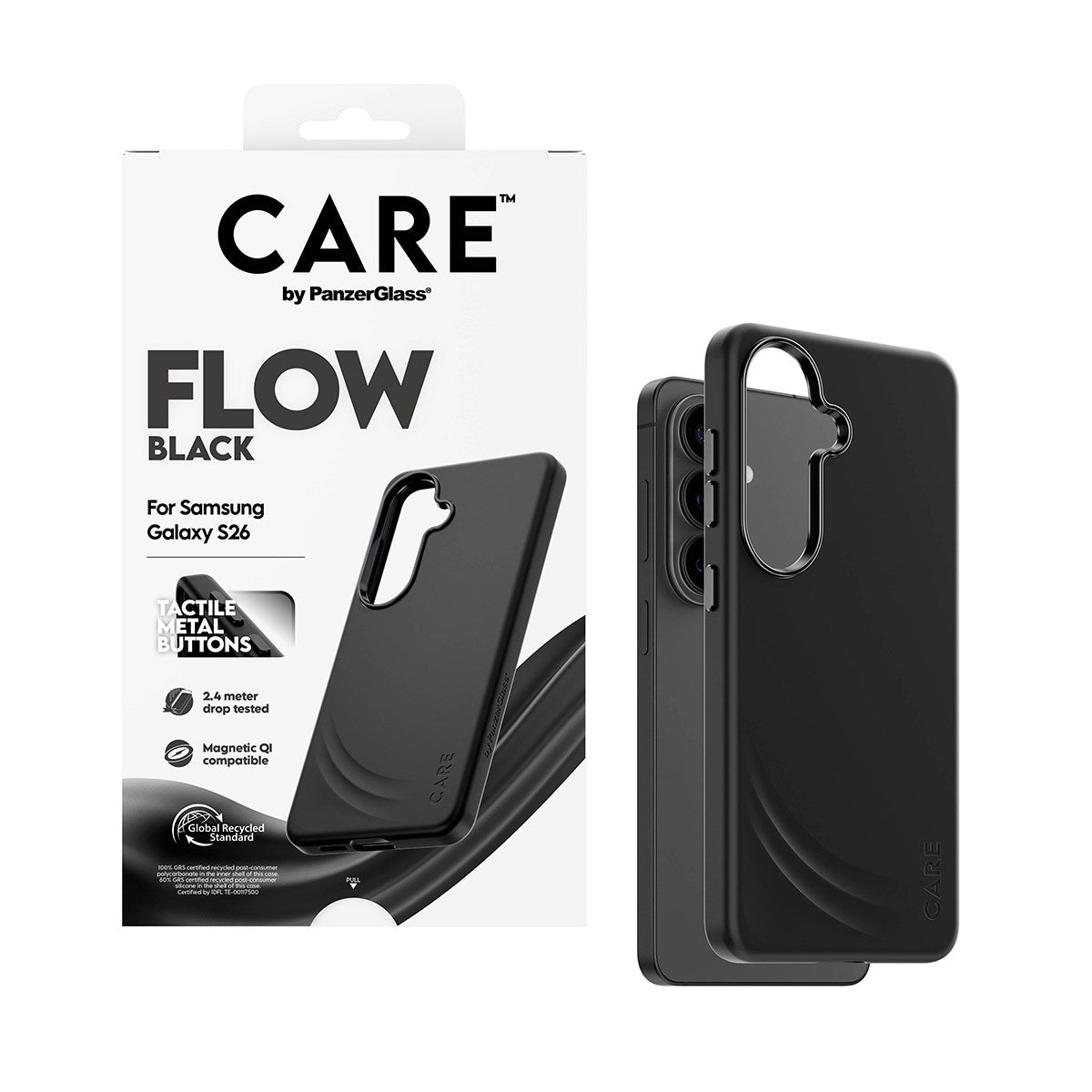 CARE™ by PanzerGlass® Flow Case Black w. Qi Samsung Galaxy S26