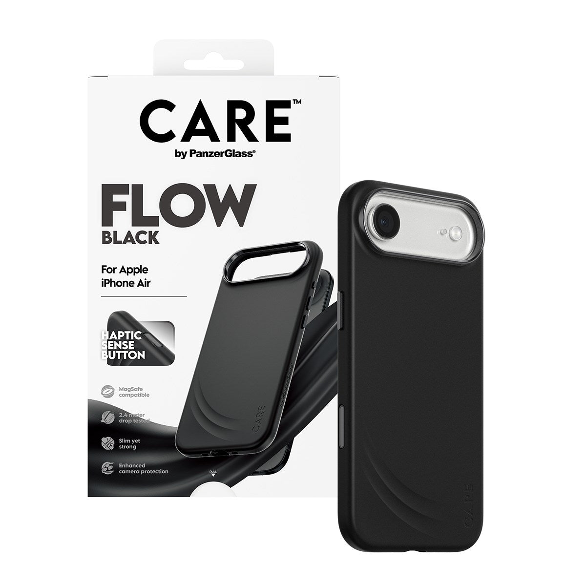 CARE by PanzerGlass® FLOW Case Black w. Haptic Button & MagSafe iPhone Air