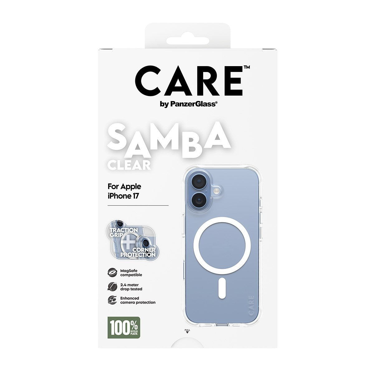 CARE™ by PanzerGlass® Samba Case Transparent w. White MagSafe iPhone 17