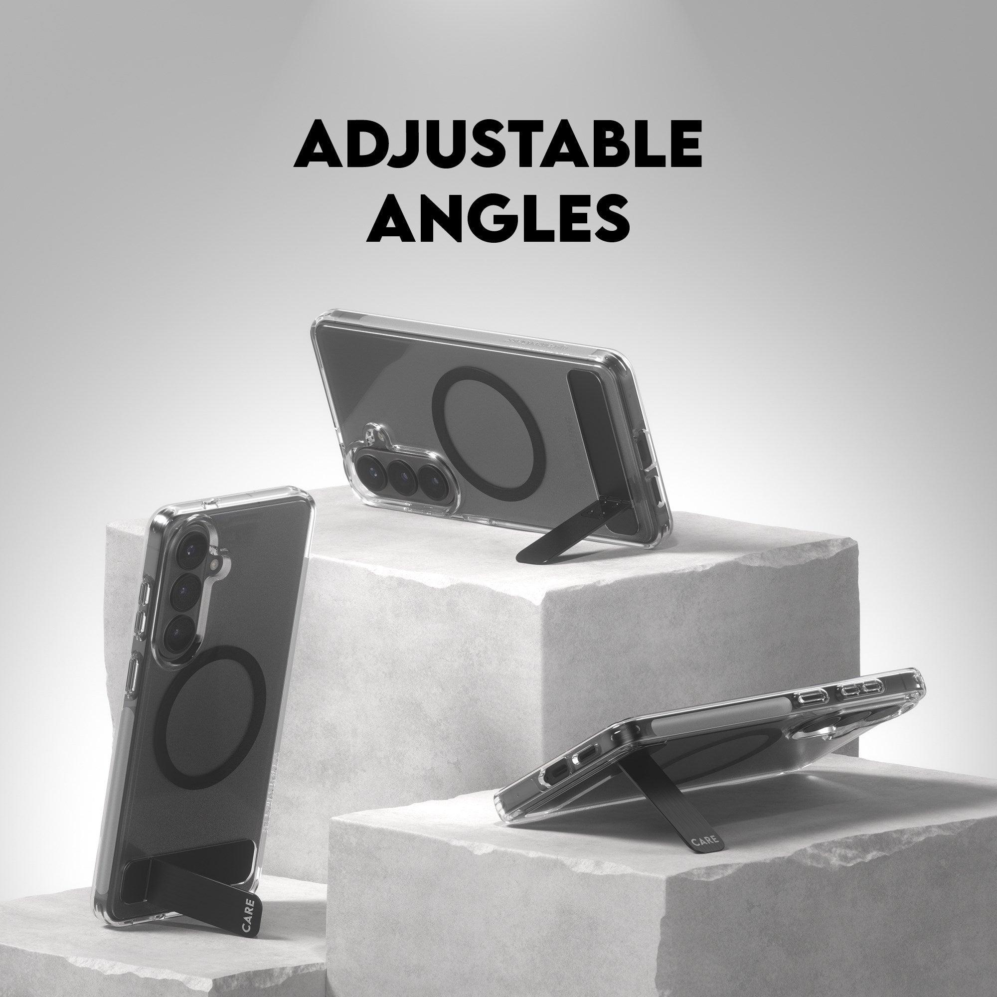 CARE™ by PanzerGlass® Urban Explorer Case Transparent w. Black Kickstand & Qi Samsung Galaxy S26