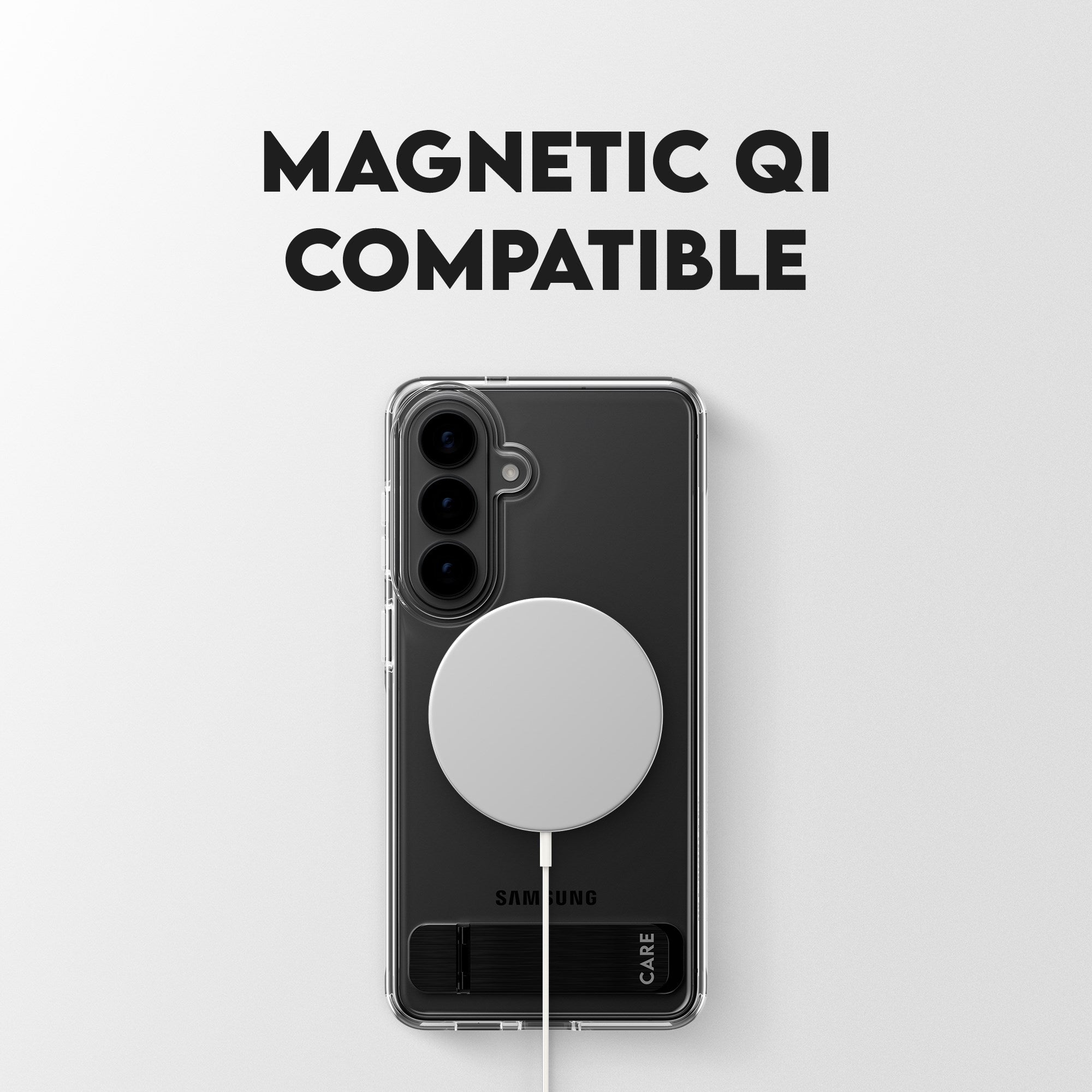 CARE™ by PanzerGlass® Urban Explorer Case Transparent w. Black Kickstand & Qi Samsung Galaxy S26