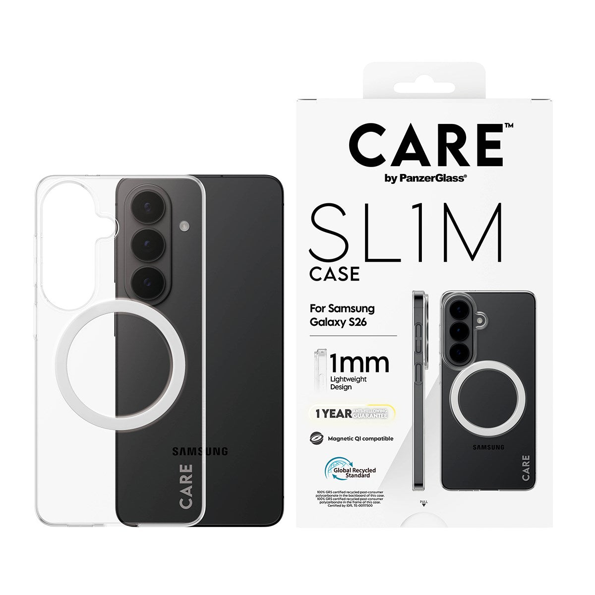 CARE™ by PanzerGlass® SL1M Case Transparent w. Qi Samsung Galaxy S26