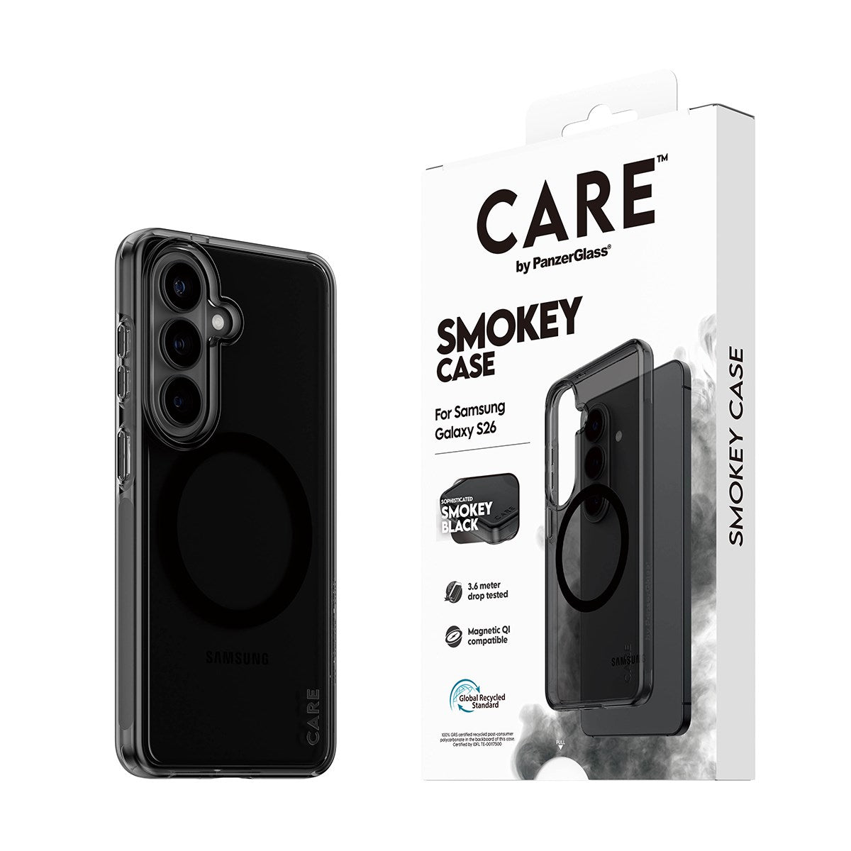 CARE™ by PanzerGlass® Urban Explorer Case Smokey w. Black Qi Samsung Galaxy S26