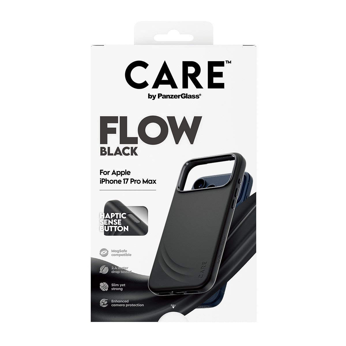 CARE by PanzerGlass® FLOW Case Black w. Haptic Button & MagSafe iPhone 17 Pro Max