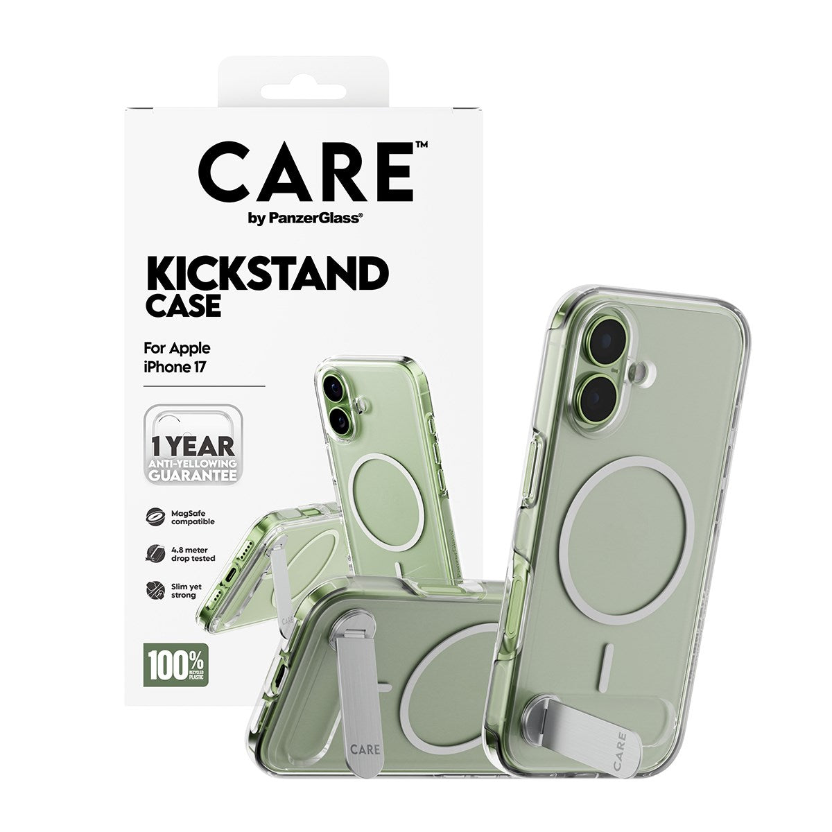 CARE™ by PanzerGlass® Case Transparent w. Kickstand & MagSafe iPhone 17