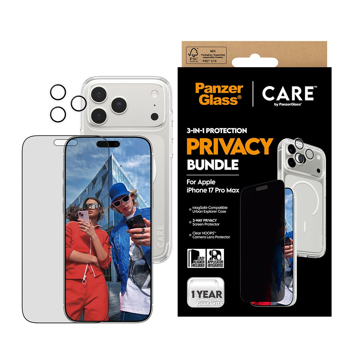 PanzerGlass® | CARE by PanzerGlass® Urban Combat 3-in-1 Privacy Bundle iPhone 17 Pro Max