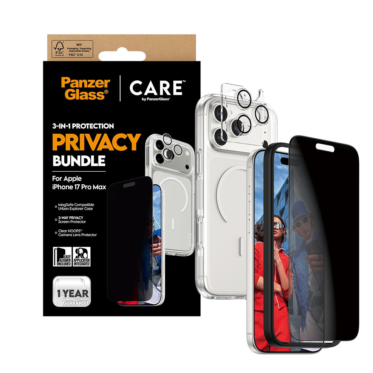 PanzerGlass® | CARE by PanzerGlass® Urban Combat 3-in-1 Privacy Bundle iPhone 17 Pro Max