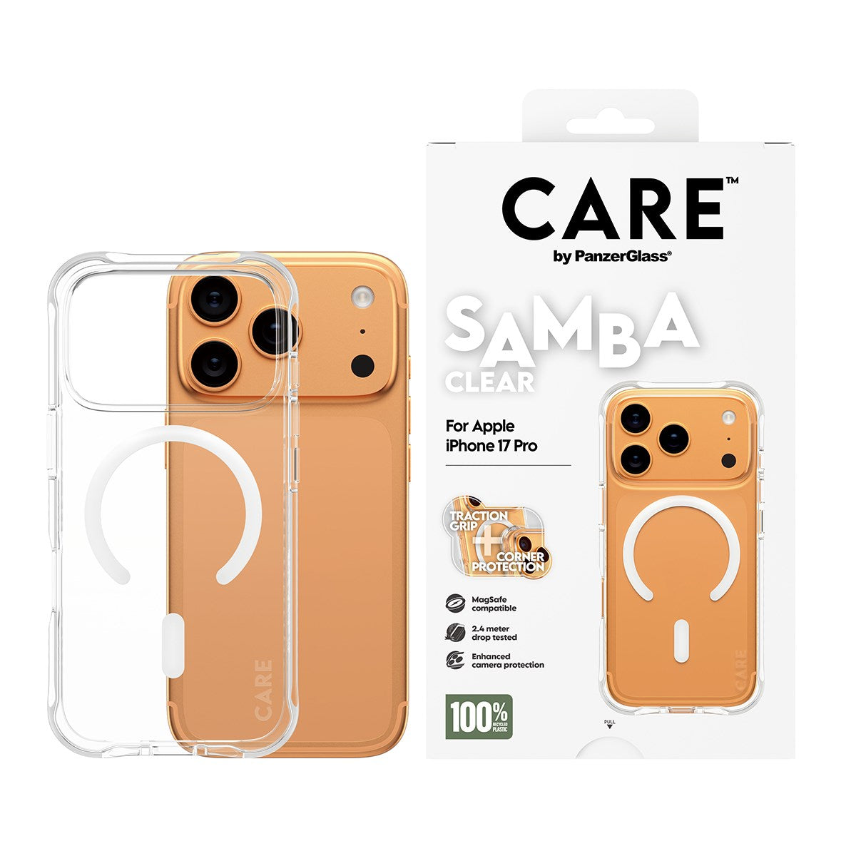 CARE™ by PanzerGlass® Samba Case Transparent w. White MagSafe iPhone 17 Pro