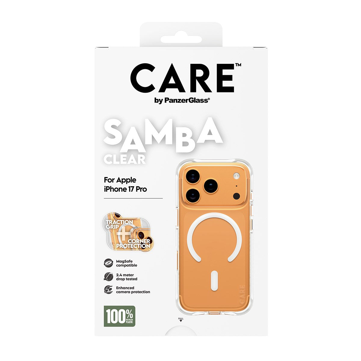 CARE™ by PanzerGlass® Samba Case Transparent w. White MagSafe iPhone 17 Pro