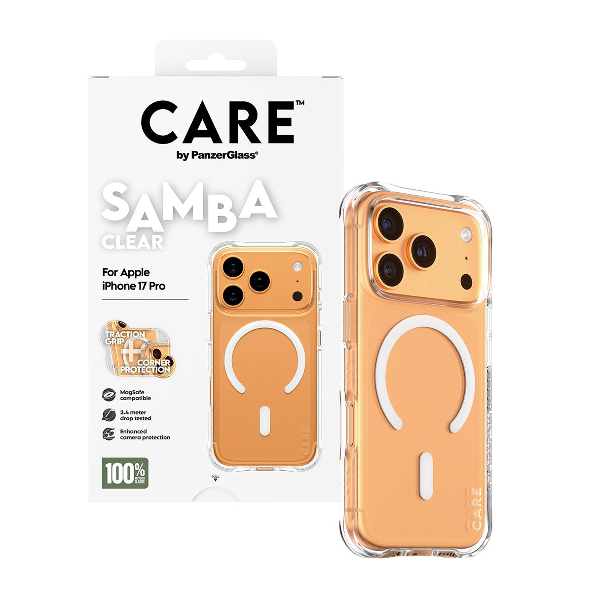 CARE™ by PanzerGlass® Samba Case Transparent w. White MagSafe iPhone 17 Pro