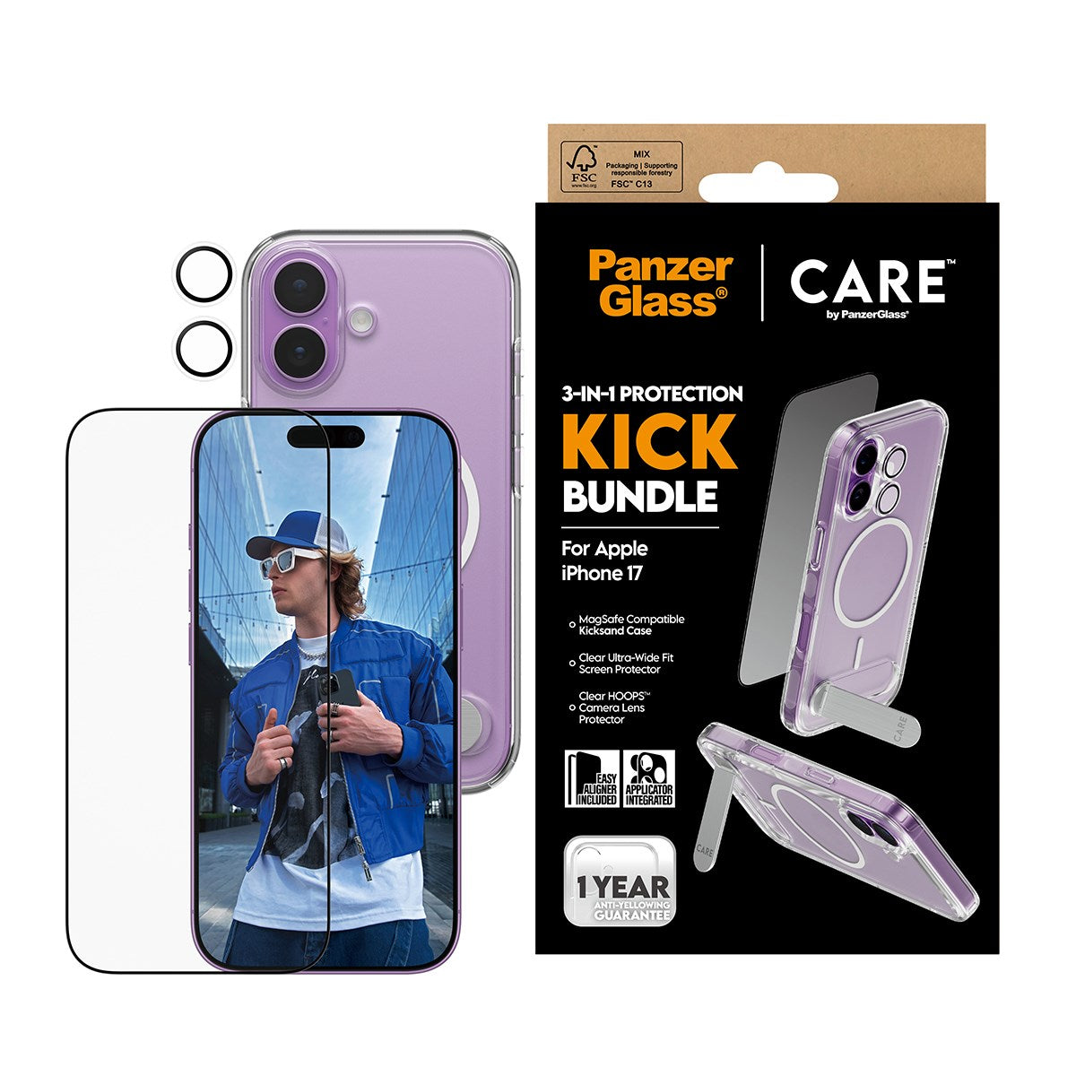 PanzerGlass® | CARE™ by PanzerGlass® 3-in-1 Kick Bundle iPhone 17
