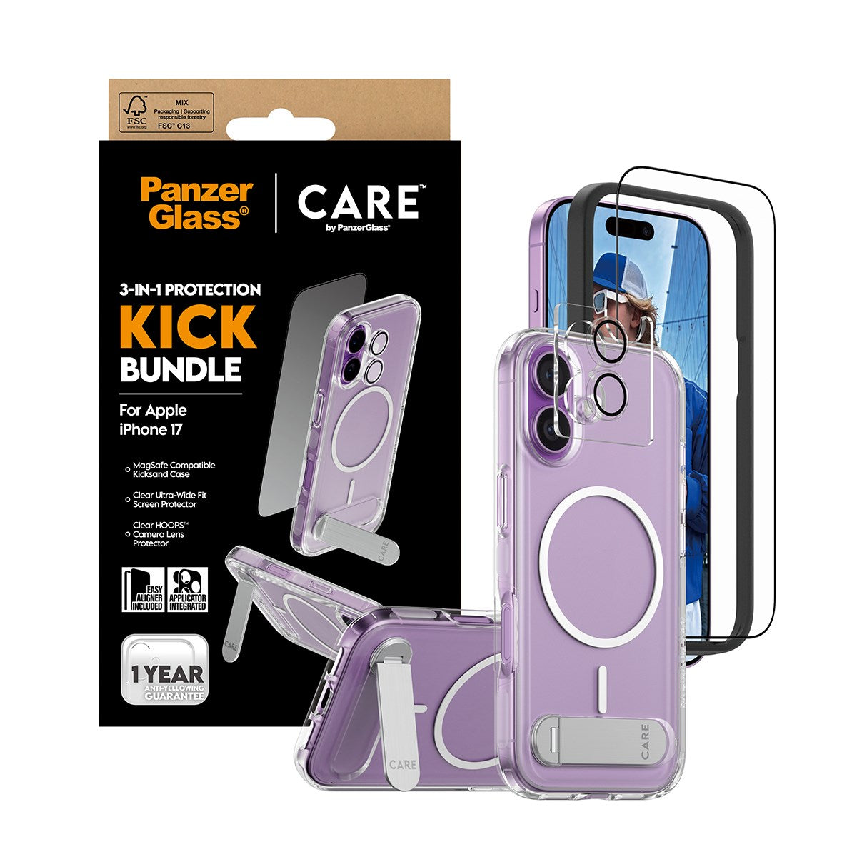 PanzerGlass® | CARE™ by PanzerGlass® 3-in-1 Kick Bundle iPhone 17