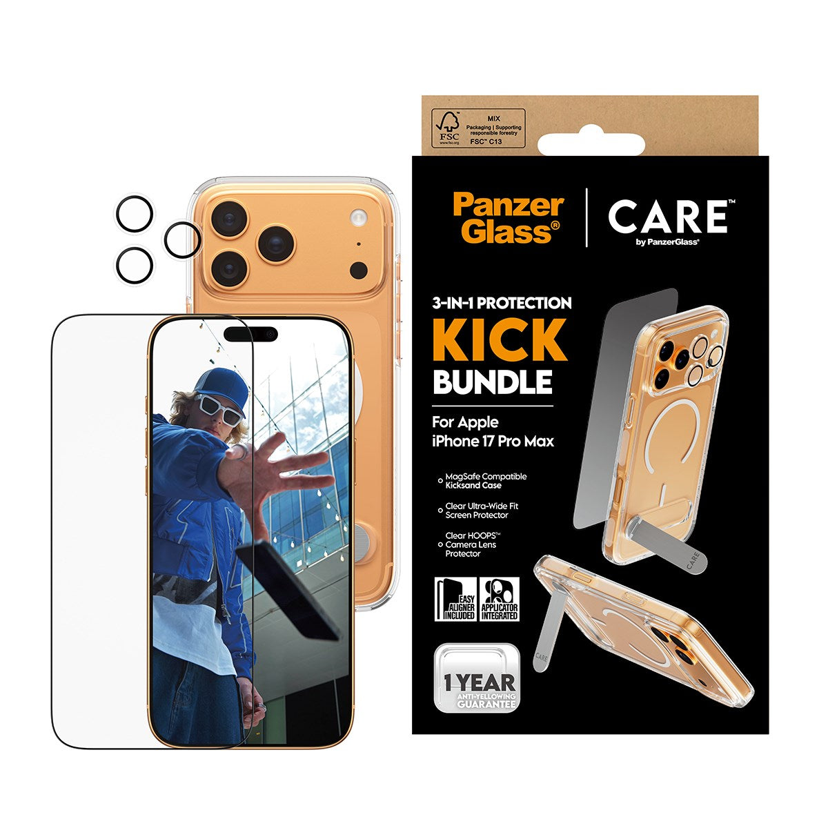 PanzerGlass® | CARE by PanzerGlass® 3-in-1 Kick Bundle iPhone 17 Pro Max