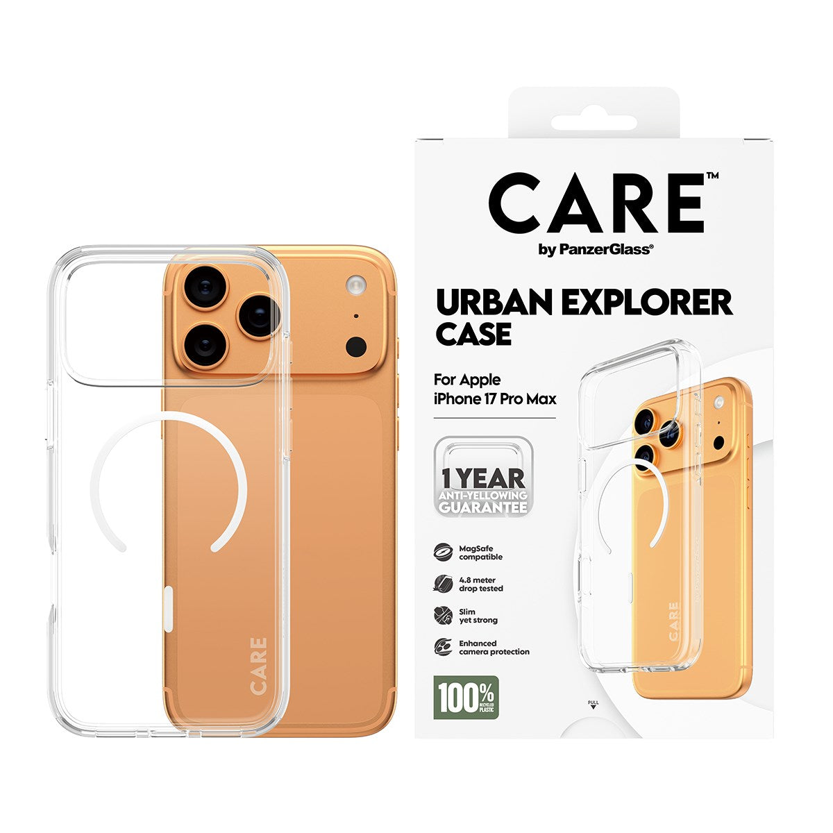 CARE by PanzerGlass® Urban Explorer Case Transparent w. White MagSafe iPhone 17 Pro Max
