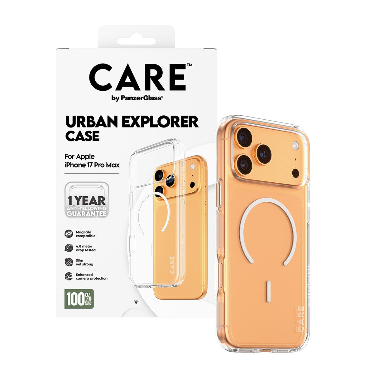 CARE by PanzerGlass® Urban Explorer Case Transparent w. White MagSafe iPhone 17 Pro Max