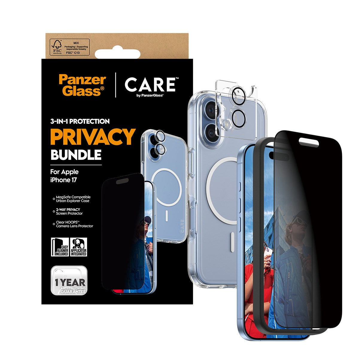 PanzerGlass® | CARE by PanzerGlass® Urban Explorer 3-in-1 Privacy Bundle iPhone 17