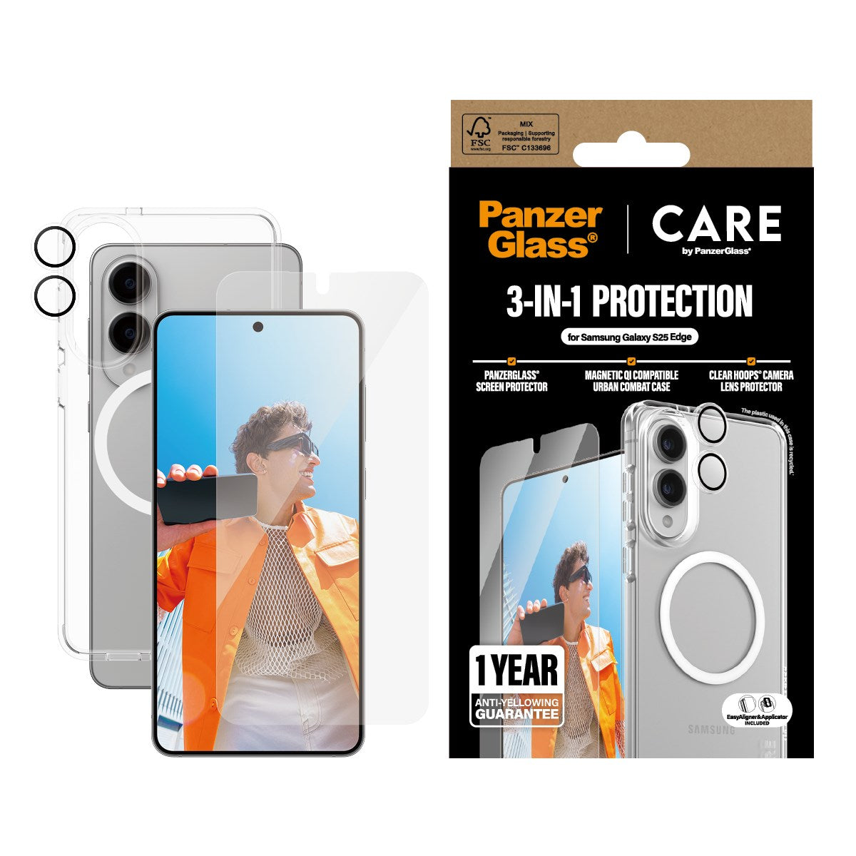 PanzerGlass® | CARE by PanzerGlass® Urban Combat 3-in-1 Bundle Samsung S25 Edge