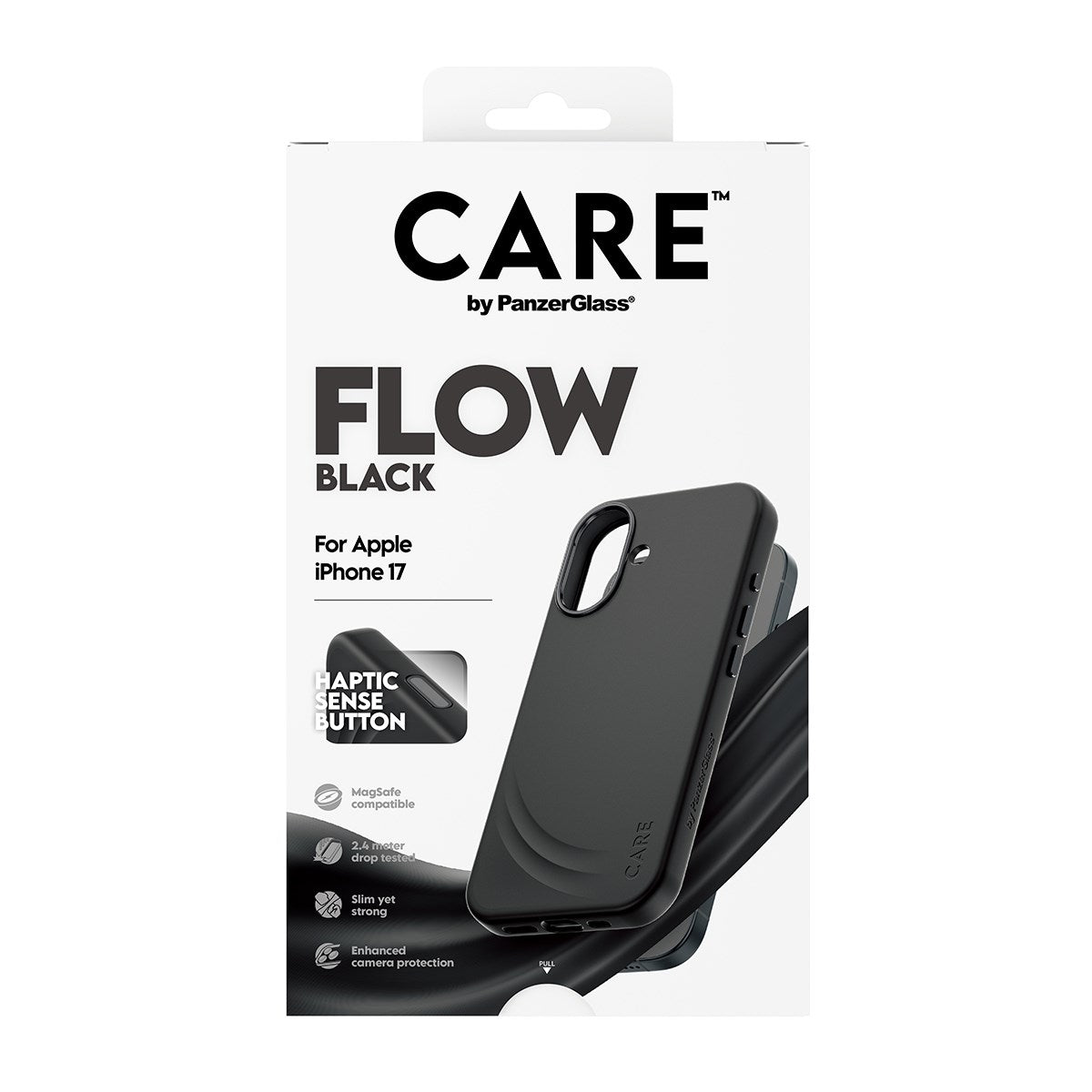 CARE by PanzerGlass® FLOW Case Black w. Haptic Button & MagSafe iPhone 17