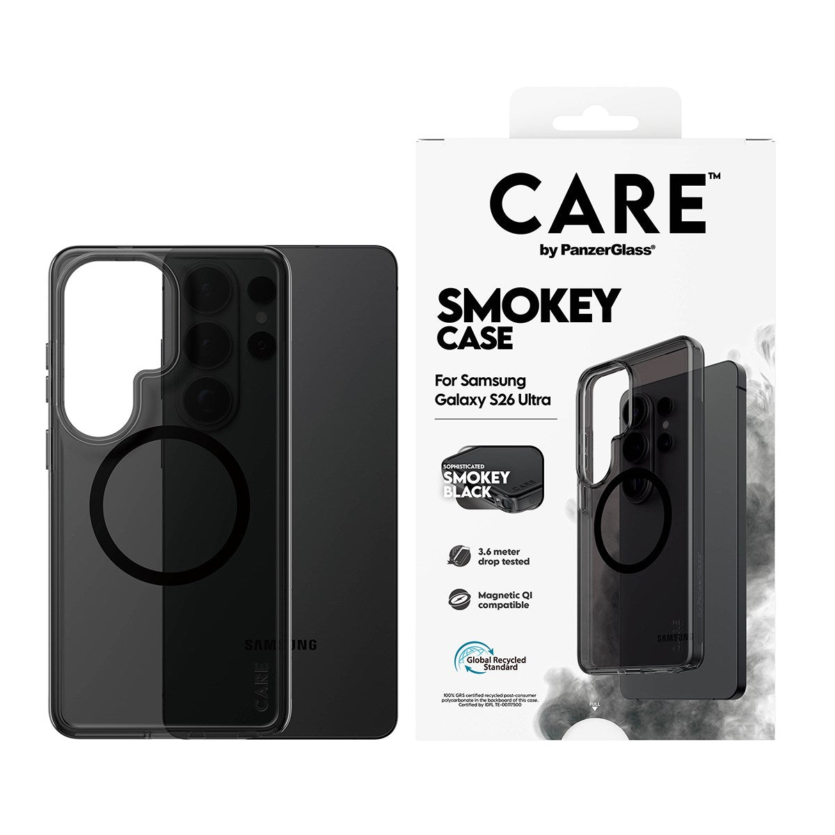 CARE™ by PanzerGlass® Urban Explorer Case Smokey w. Black Qi Samsung Galaxy S26 Ultra