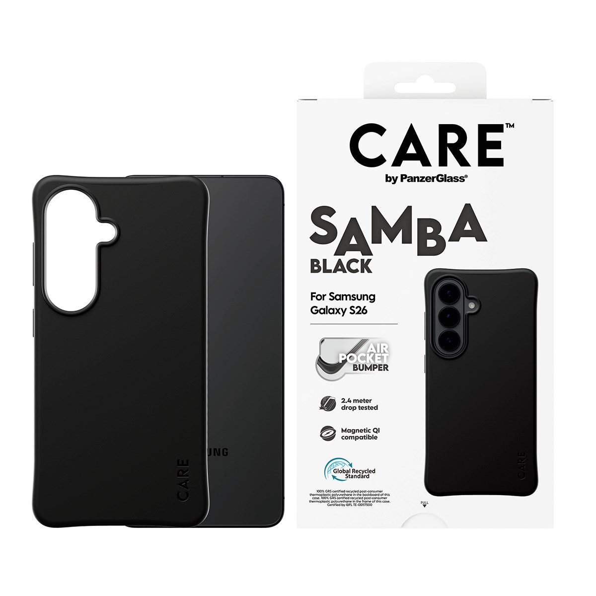 CARE™ by PanzerGlass® Samba Case Black w. Qi Samsung Galaxy S26