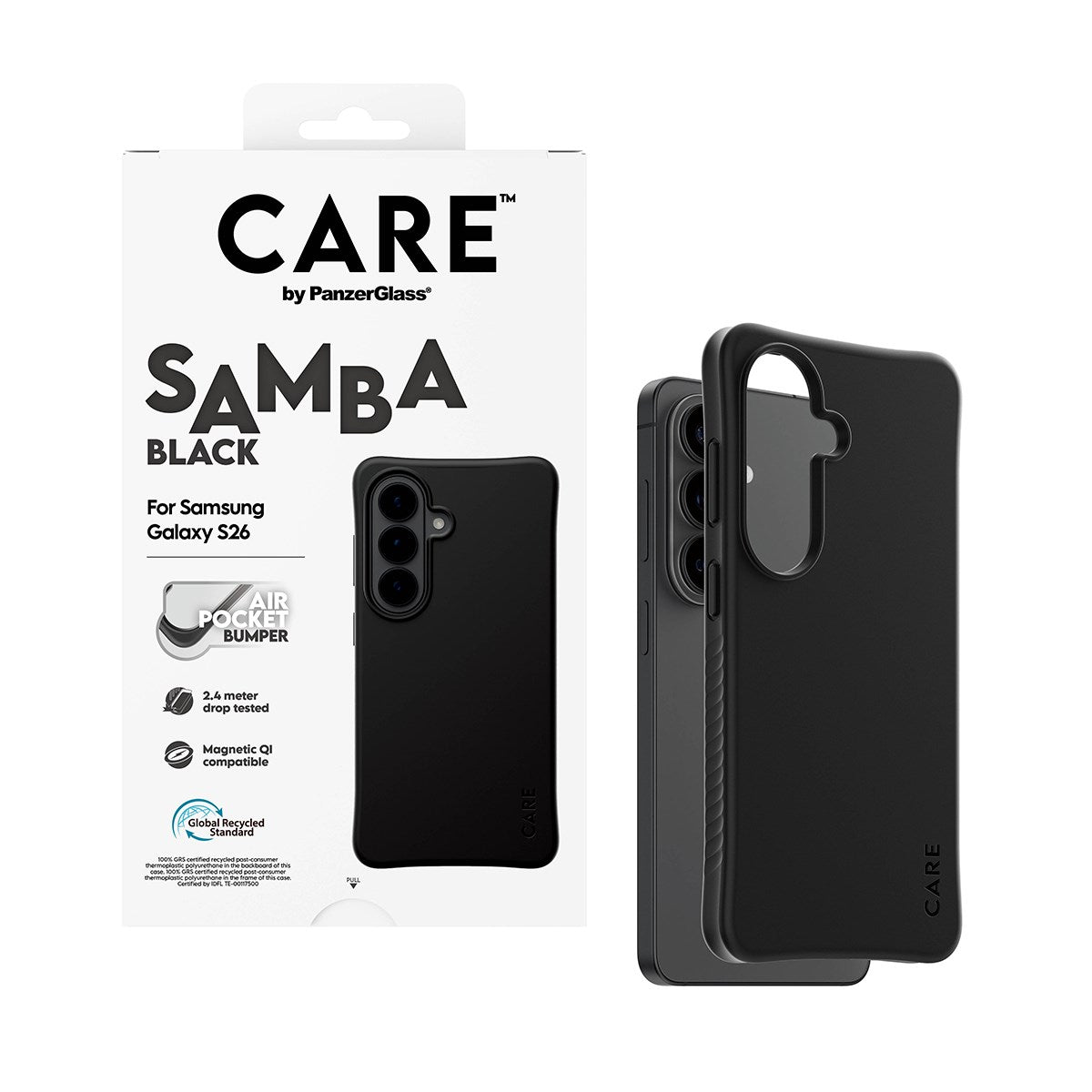 CARE™ by PanzerGlass® Samba Case Black w. Qi Samsung Galaxy S26