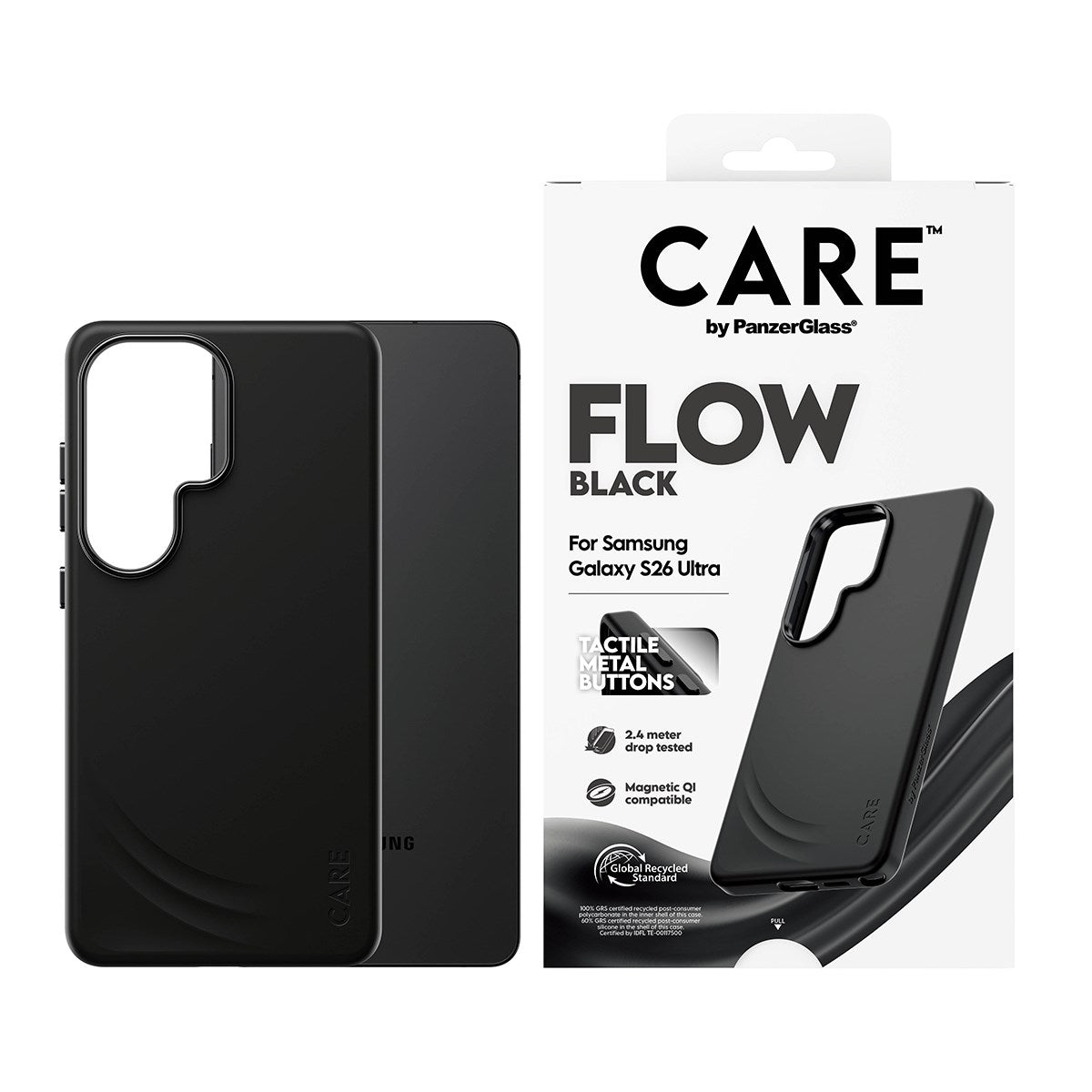 CARE™ by PanzerGlass® Flow Case Black w. Qi Samsung Galaxy S26 Ultra