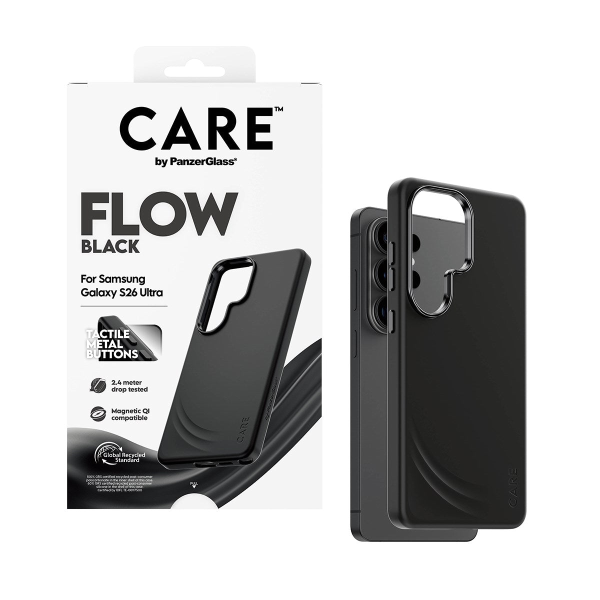 CARE™ by PanzerGlass® Flow Case Black w. Qi Samsung Galaxy S26 Ultra