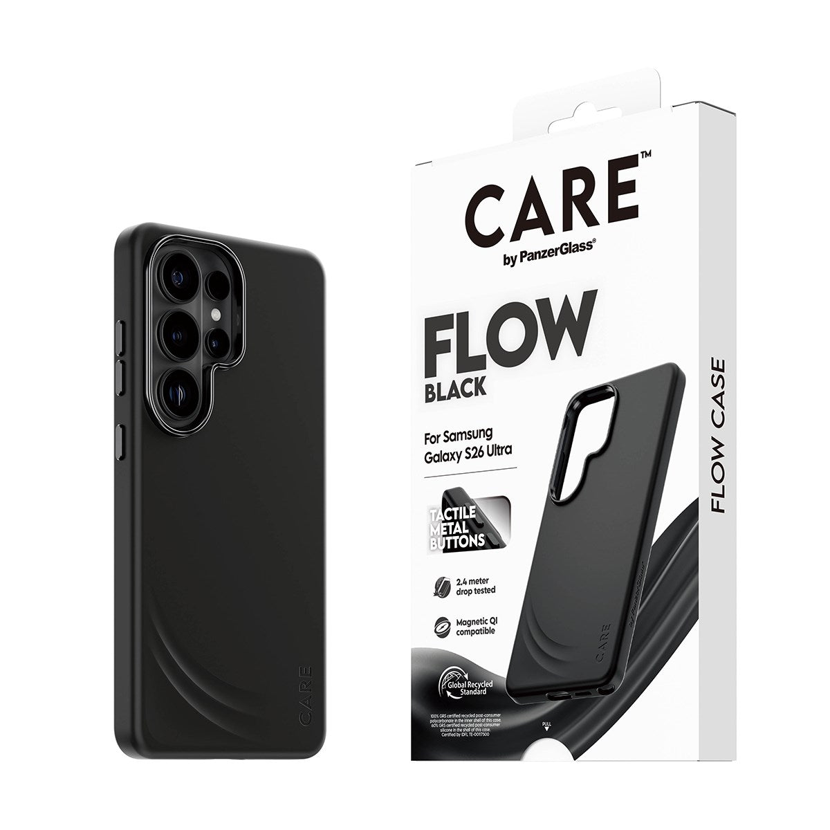 CARE™ by PanzerGlass® Flow Case Black w. Qi Samsung Galaxy S26 Ultra