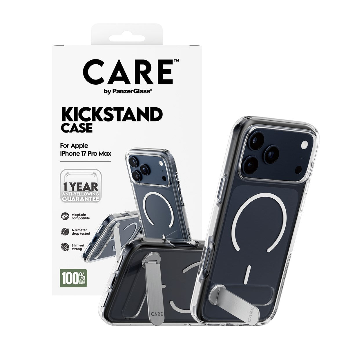 CARE by PanzerGlass® Case Transparent w. Kickstand & MagSafe iPhone 17 Pro Max