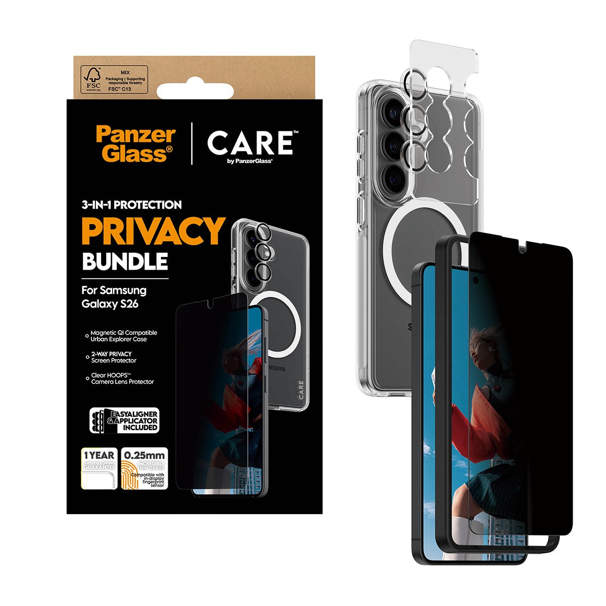 PanzerGlass® | CARE™ by PanzerGlass® Privacy 3-in-1 Bundle Samsung Galaxy S26