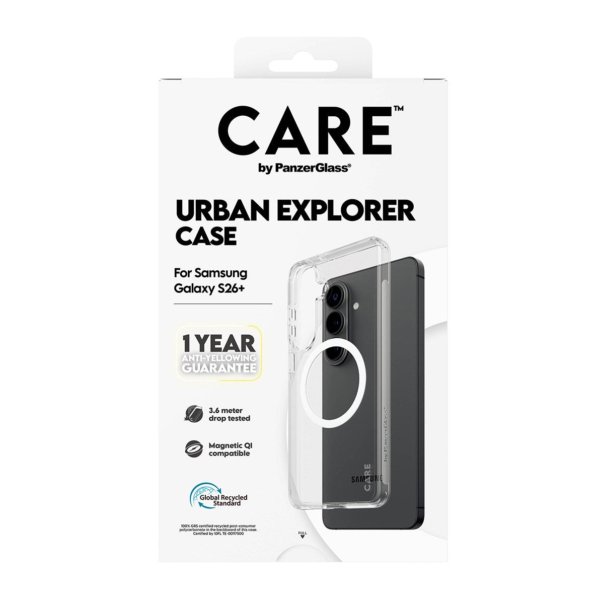 CARE™ by PanzerGlass® Urban Explorer Case Transparent w. White Qi Samsung Galaxy S26+