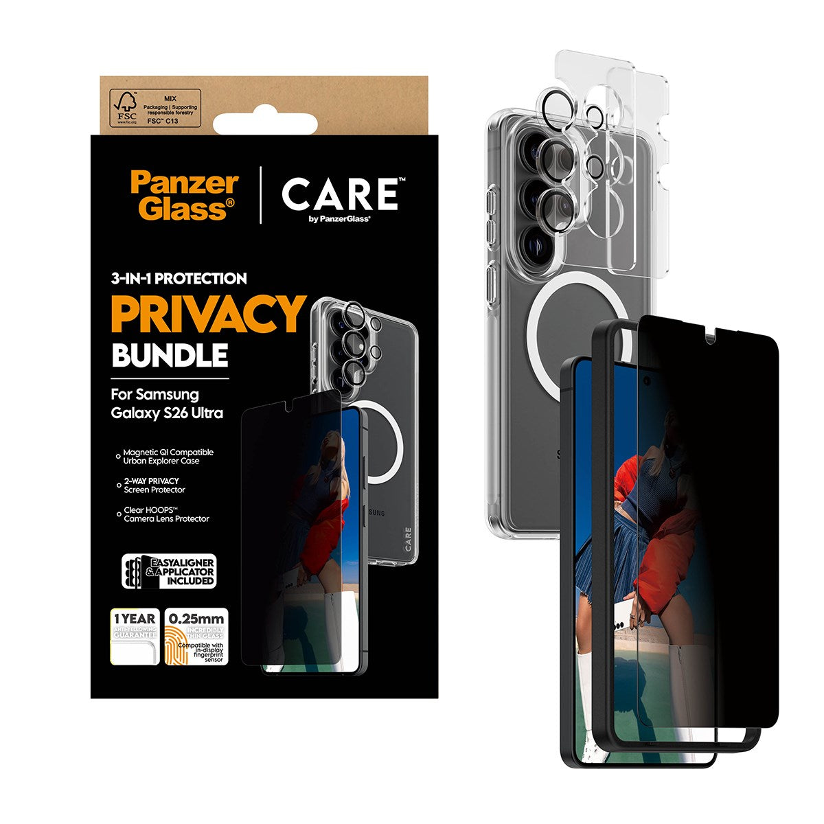 PanzerGlass® | CARE™ by PanzerGlass® Privacy 3-in-1 Bundle Samsung Galaxy S26 Ultra
