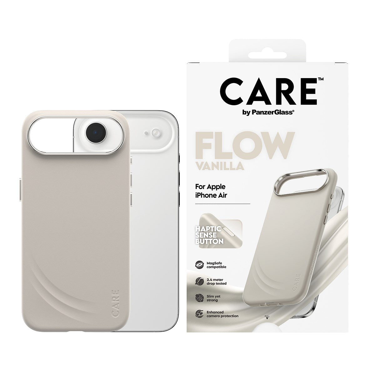 CARE by PanzerGlass® FLOW Case Vanilla w. Haptic Button & MagSafe iPhone Air