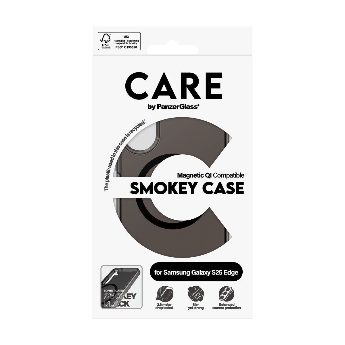 CARE by PanzerGlass® Urban Combat Case Smokey w. Black Qi Compatible Samsung S25 Edge