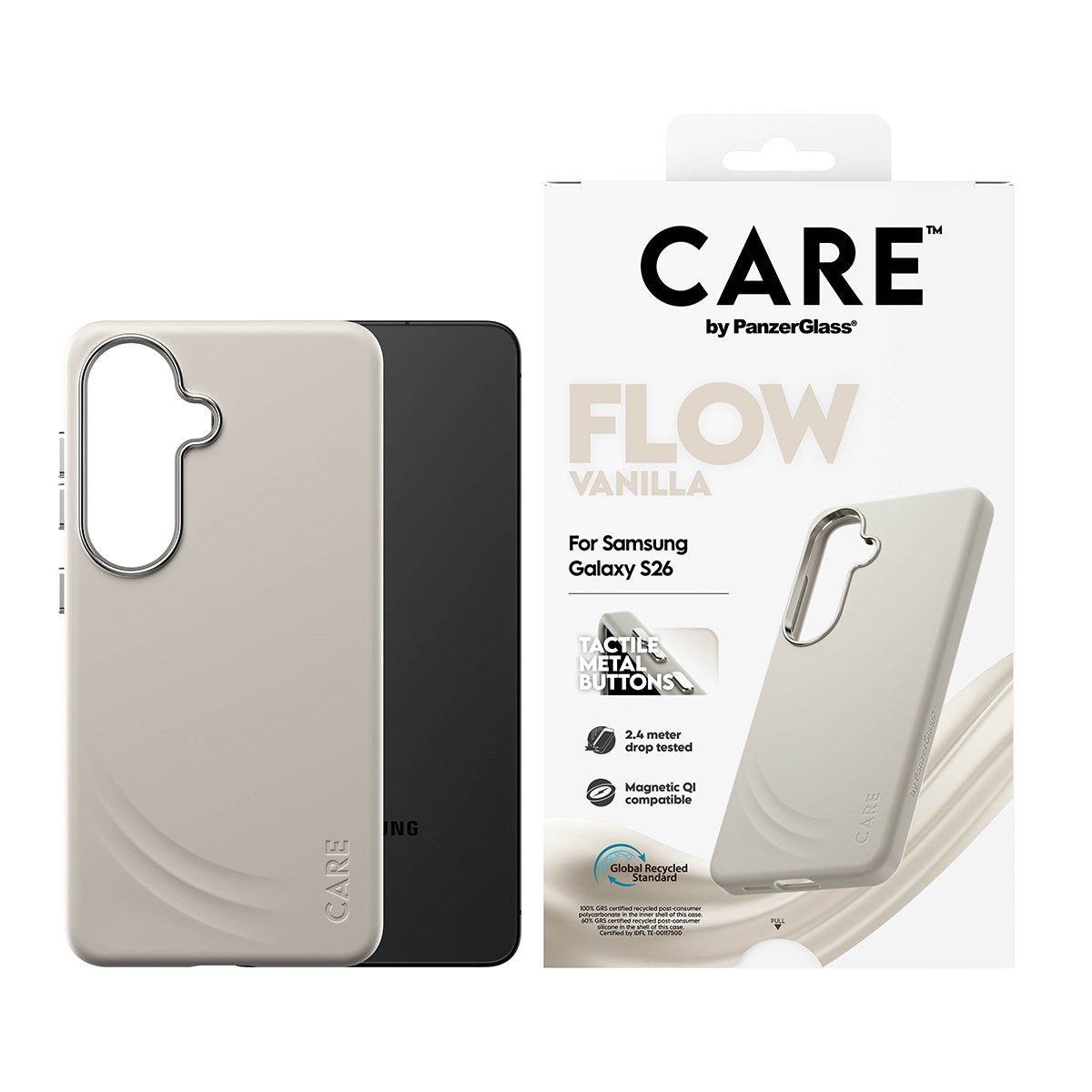 CARE™ by PanzerGlass® Flow Case Vanilla w. Qi Samsung Galaxy S26