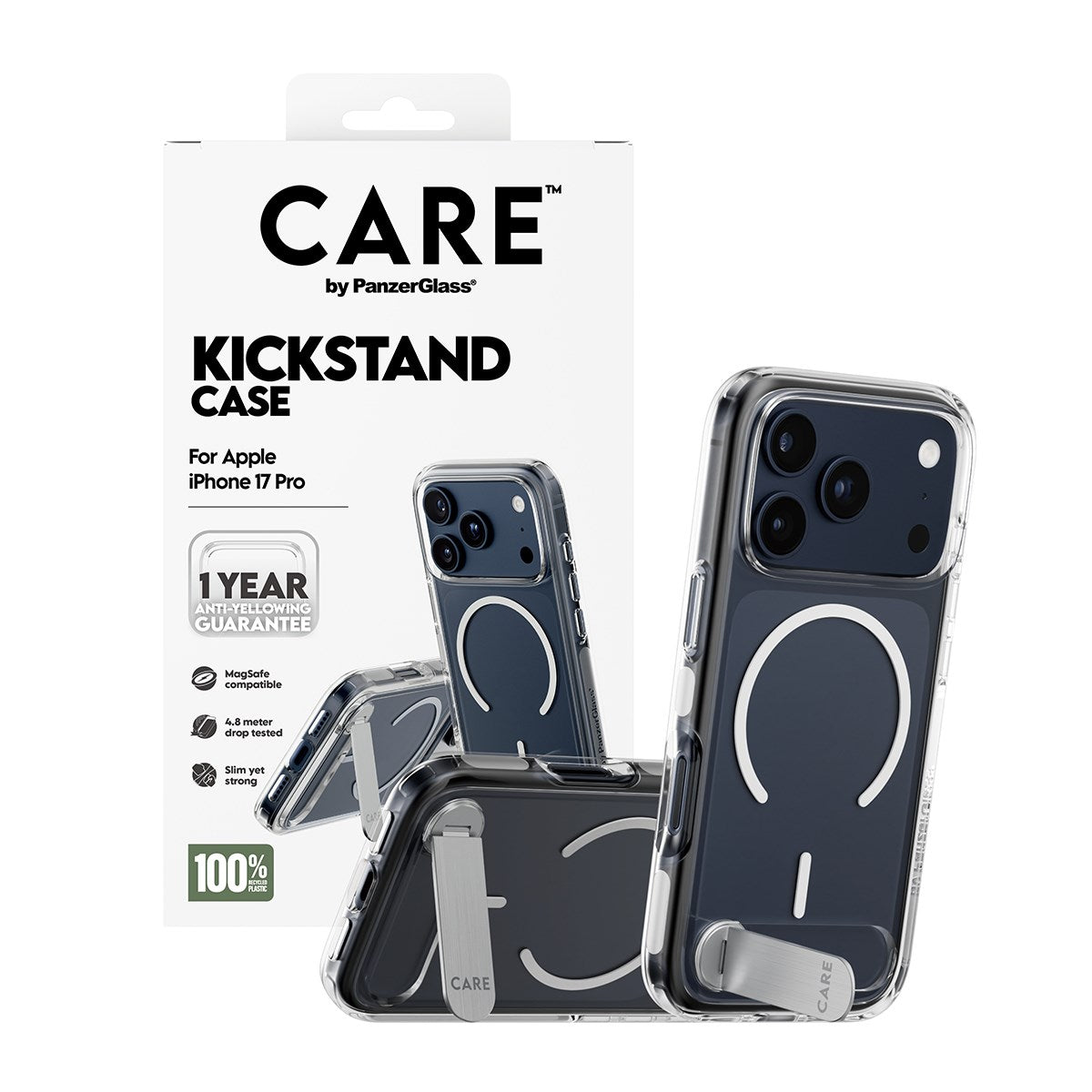 CARE™ by PanzerGlass® Case Transparent w. Kickstand & MagSafe iPhone 17 Pro
