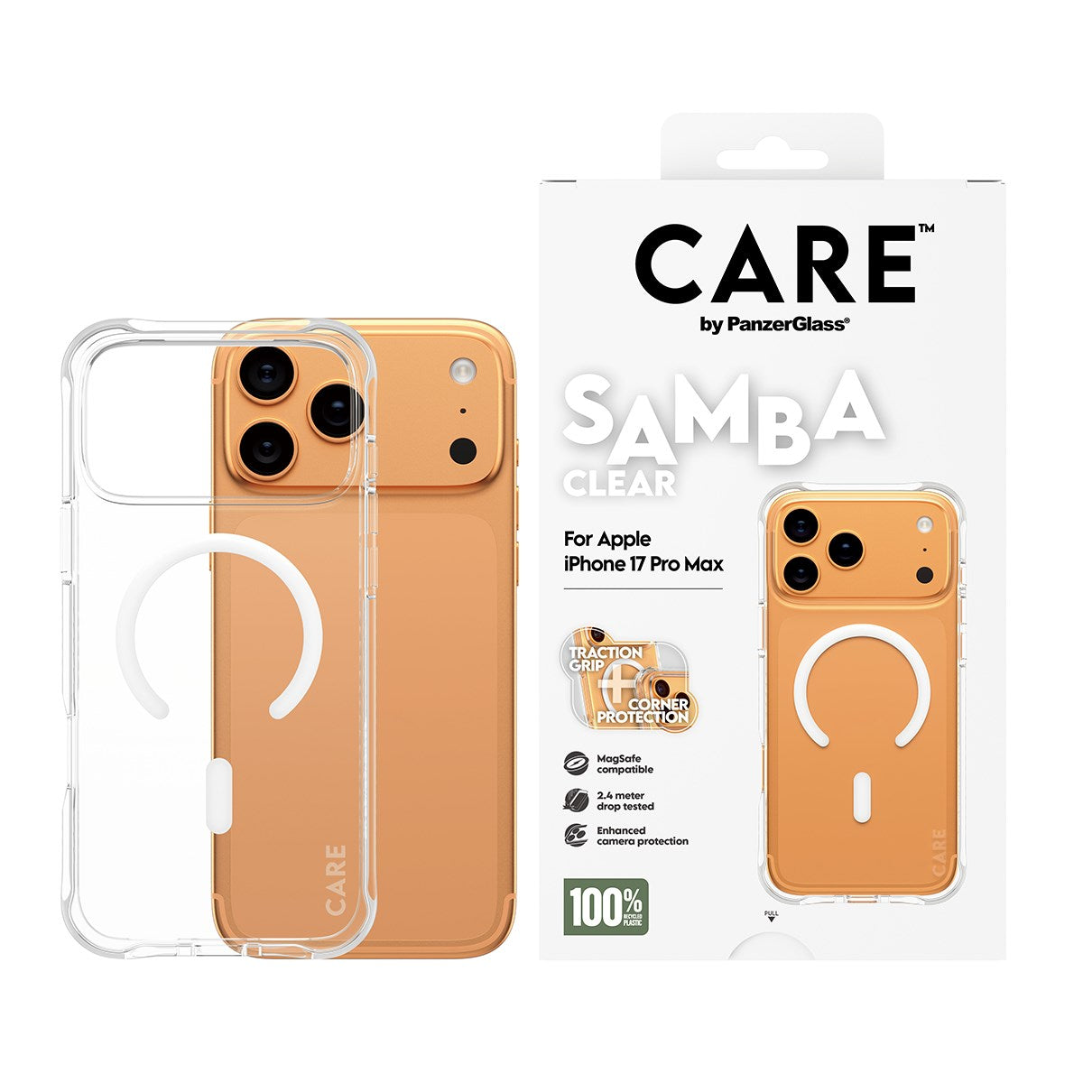 CARE by PanzerGlass® Samba Case Transparent w. White MagSafe iPhone 17 Pro Max
