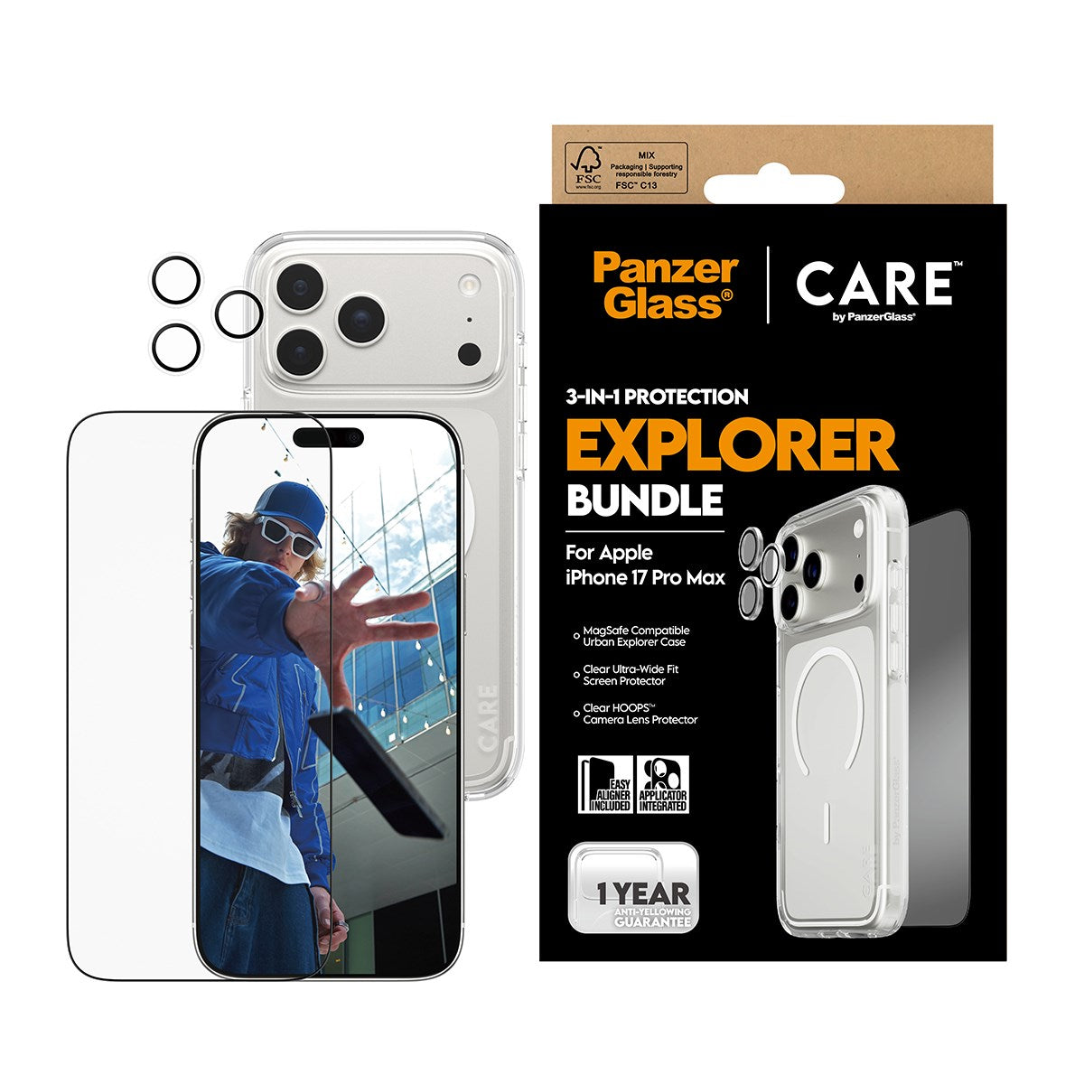 PanzerGlass® | CARE by PanzerGlass® Urban Explorer 3-in-1 Bundle iPhone 17 Pro Max