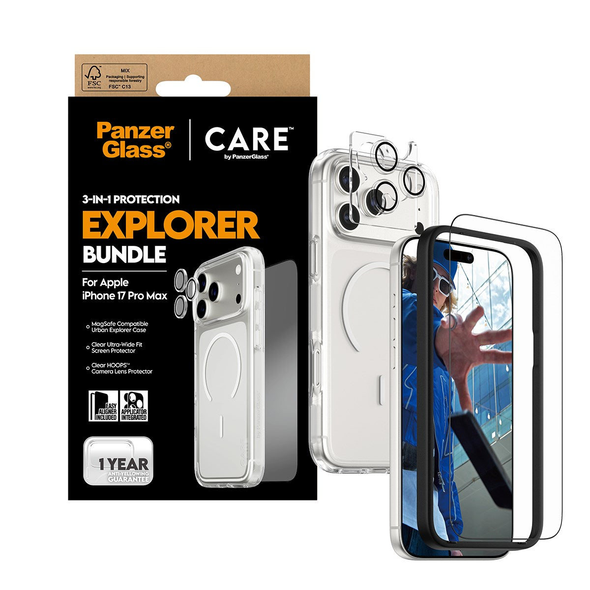 UNISIGHT 3in1 MagSafe Case For IPhone 17 Pro/Pro Max – Tempered Glass Screen & Camera Protector