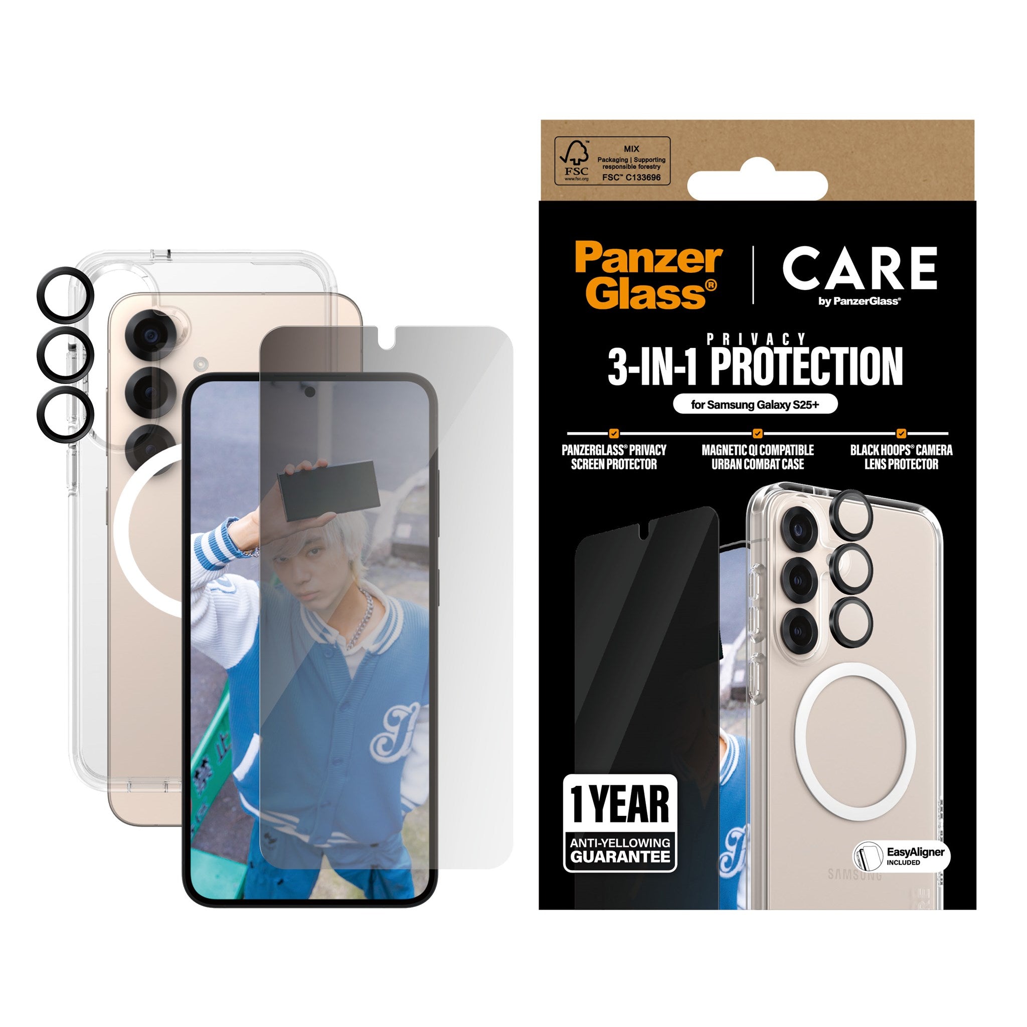 PanzerGlass® | CARE by PanzerGlass® Urban Combat 3-in-1 Privacy Bundle Samsung Galaxy S25+