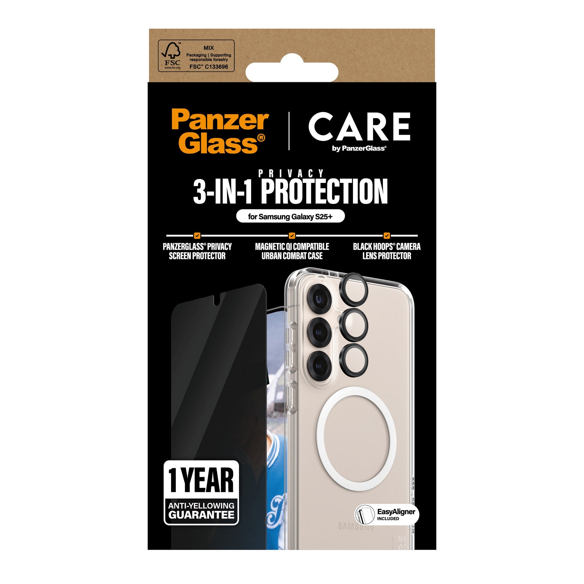 PanzerGlass® | CARE by PanzerGlass® Urban Combat 3-in-1 Privacy Bundle Samsung Galaxy S25+